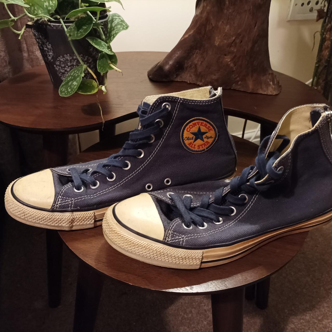 Vintage backzip Converse hitops, size 9,... Depop