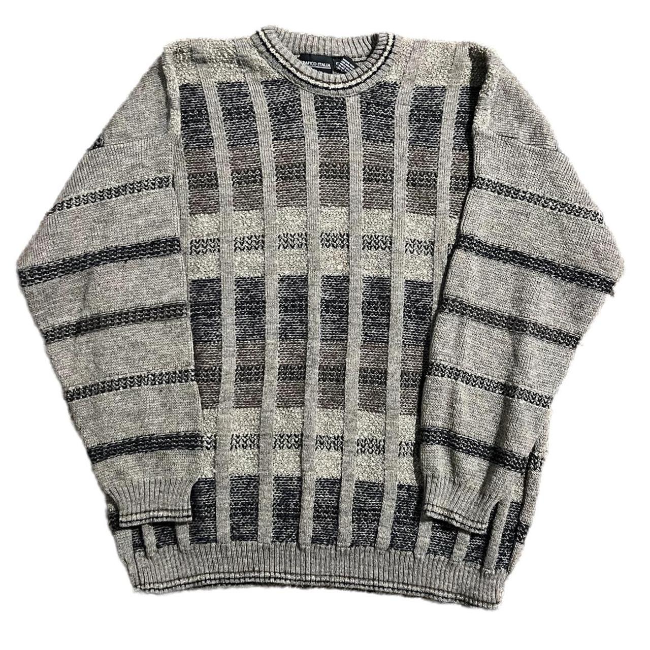 Vintage 1990s grandpa essential pattern knit sweater... - Depop