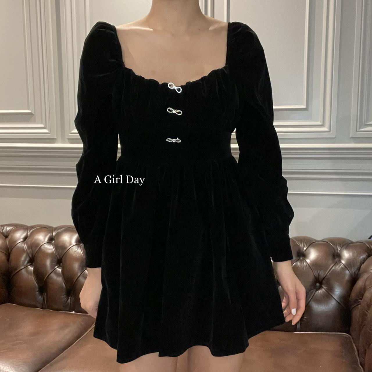 long sleeve velvet smock dress