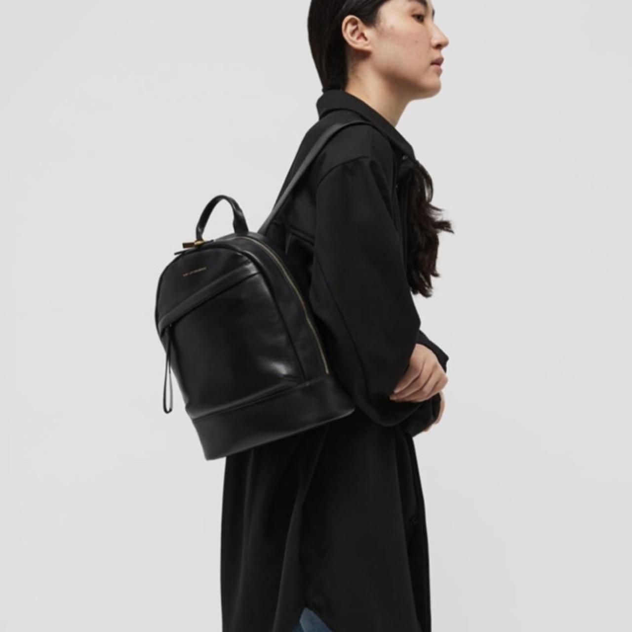 Mini piper Black leather small backpack with