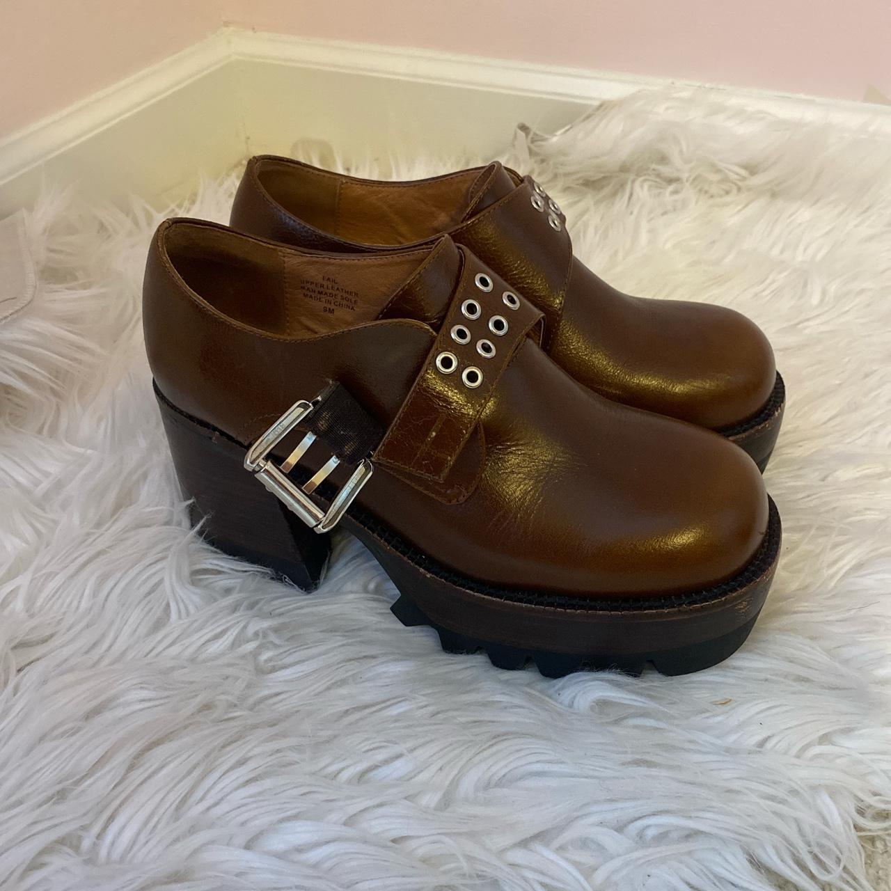 platform brown loafers