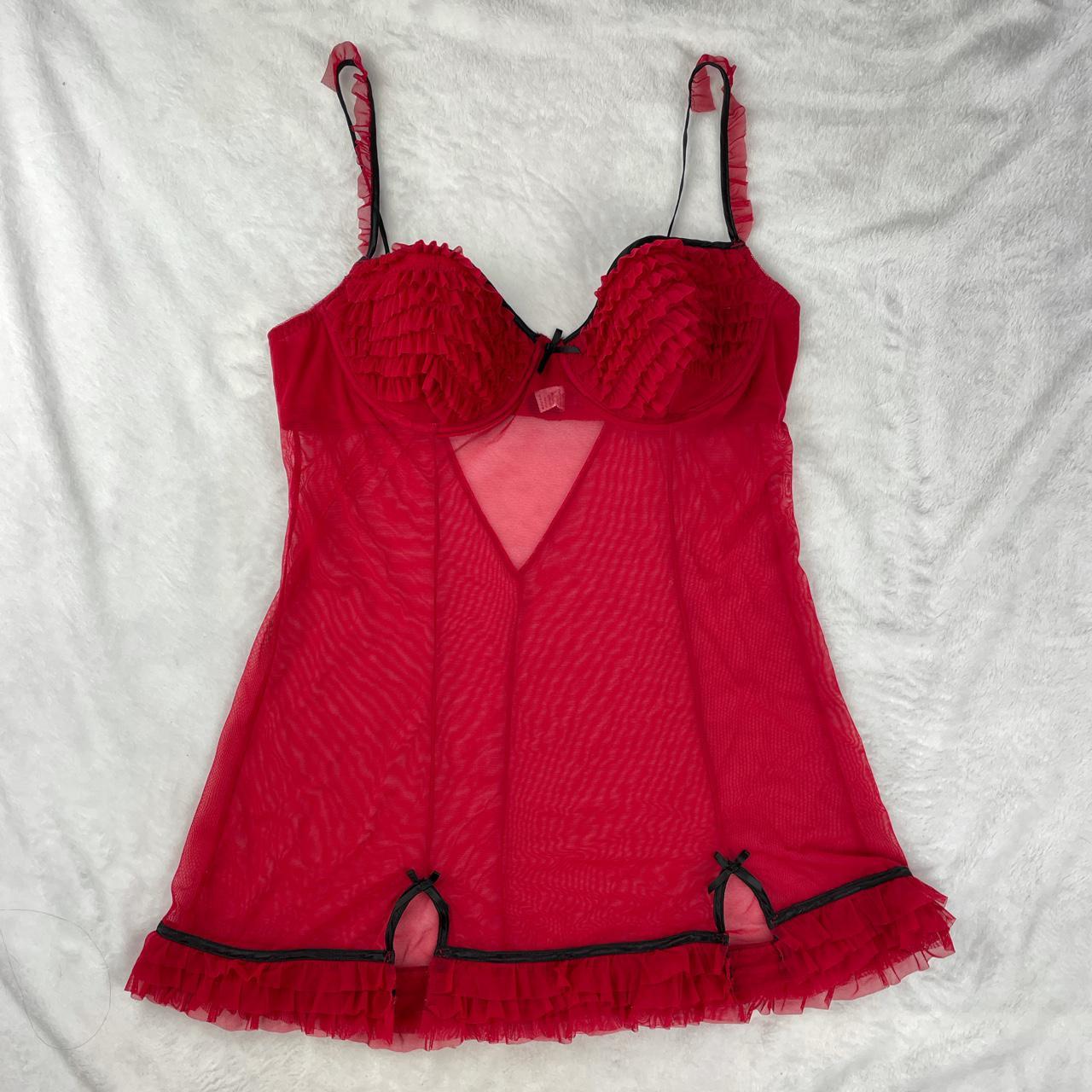 Vintage Red Lingerie XL hearts Valentine Size XL red - Depop