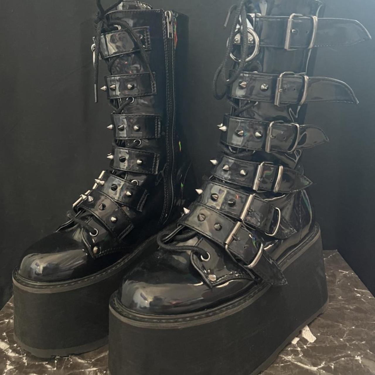 Authentic Demonia Prizm Heist Buckle Boots Gently... Depop