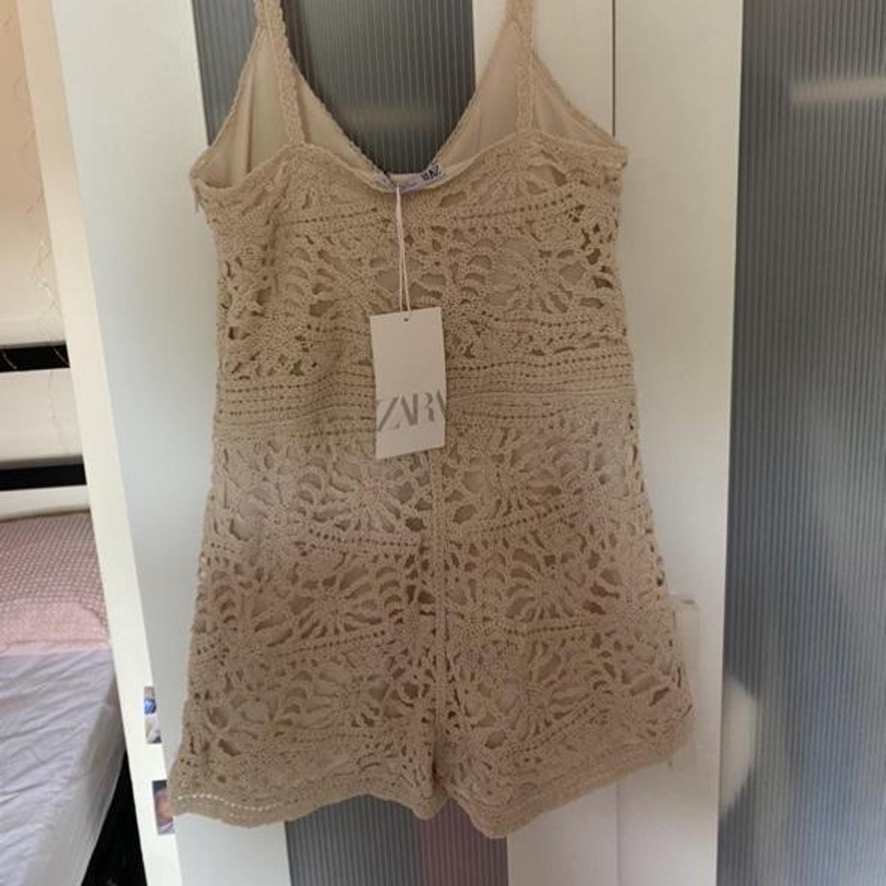 Zara cream play suit, stunning on just doesn’t fit... Depop