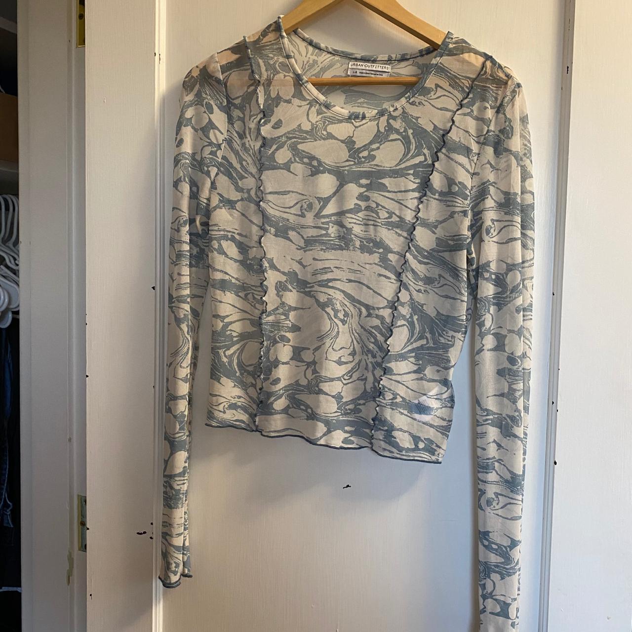 Urban Outfitters Women's White and Blue Shirt | Depop