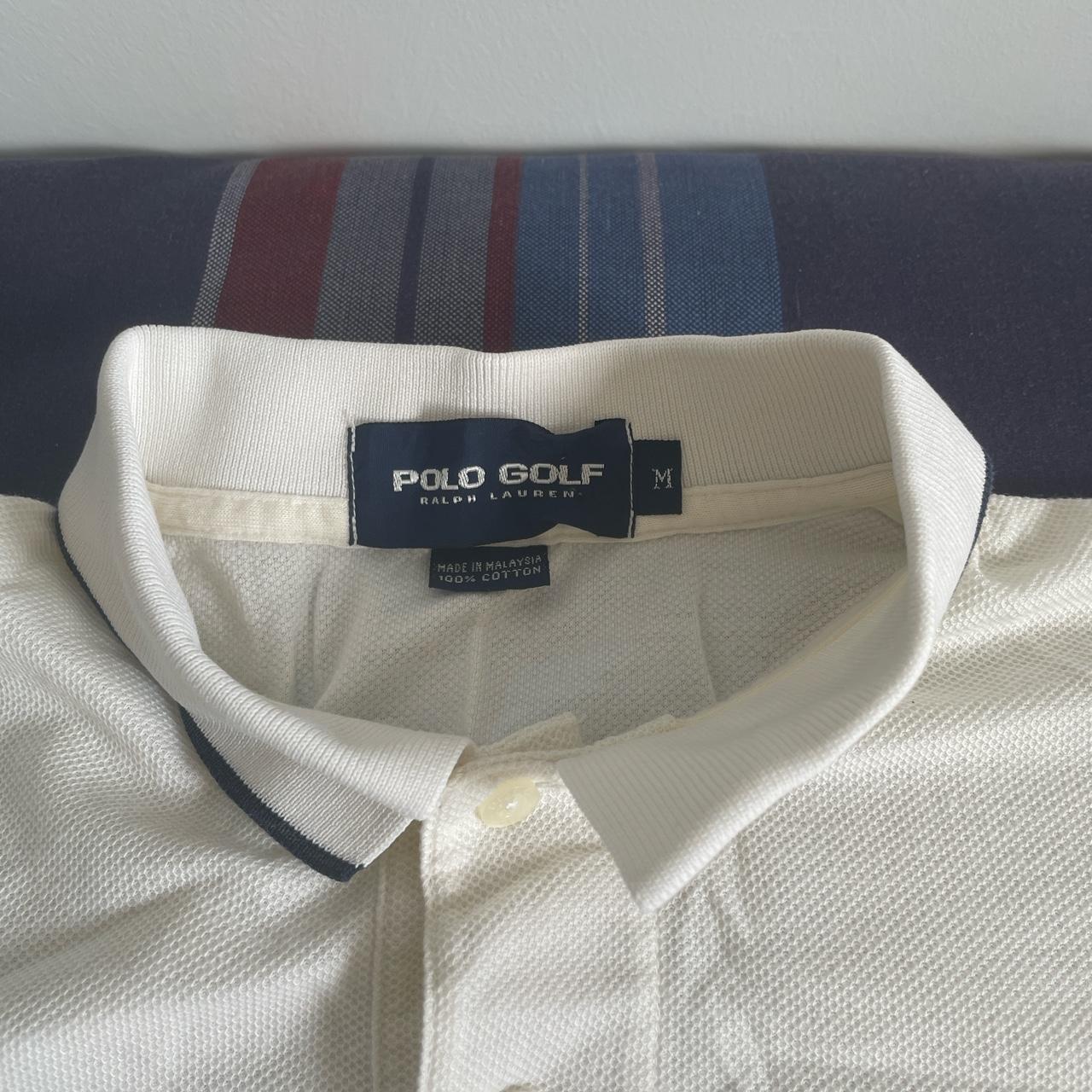 Ralph Lauren Polo Shirt Cream with pocket and navy... - Depop