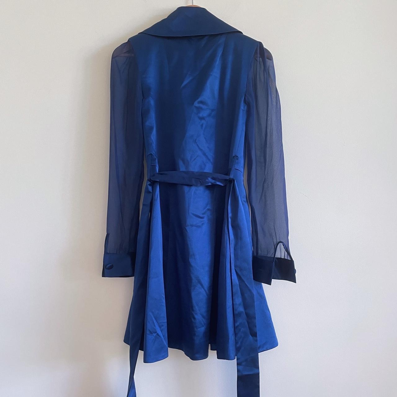 Vintage Retro Blue Coat Long Jacket 70s 80s... - Depop