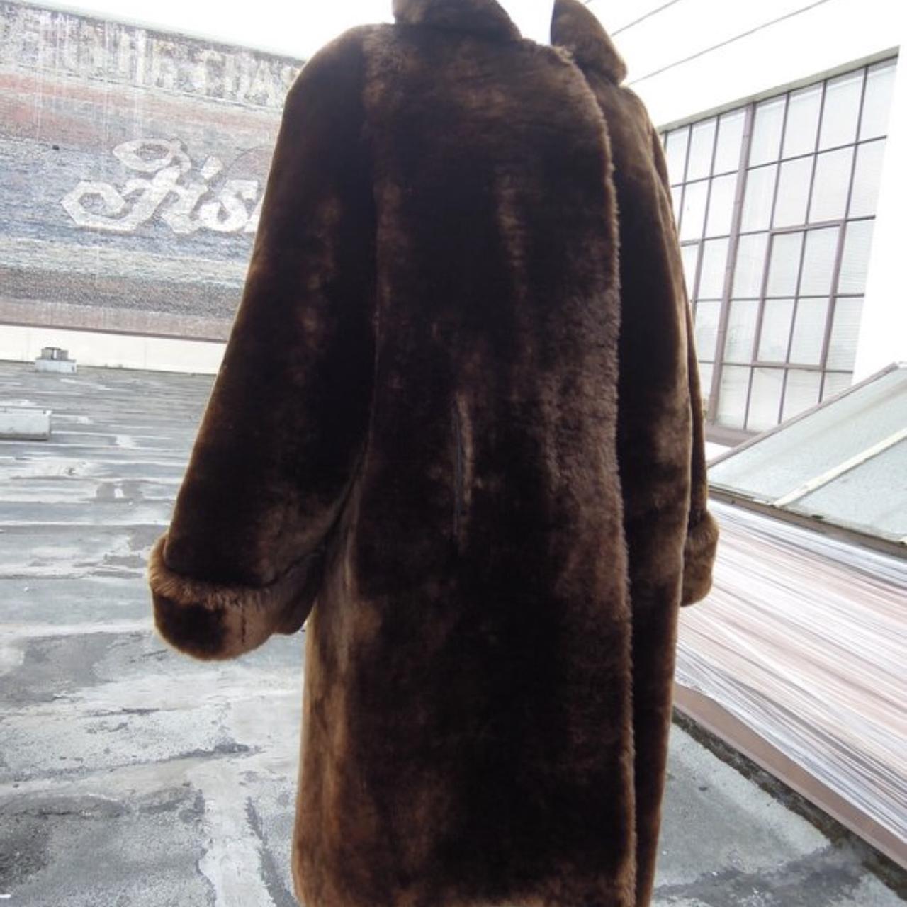 Vintage 1940's genuine mouton fur long overcoat. (... - Depop