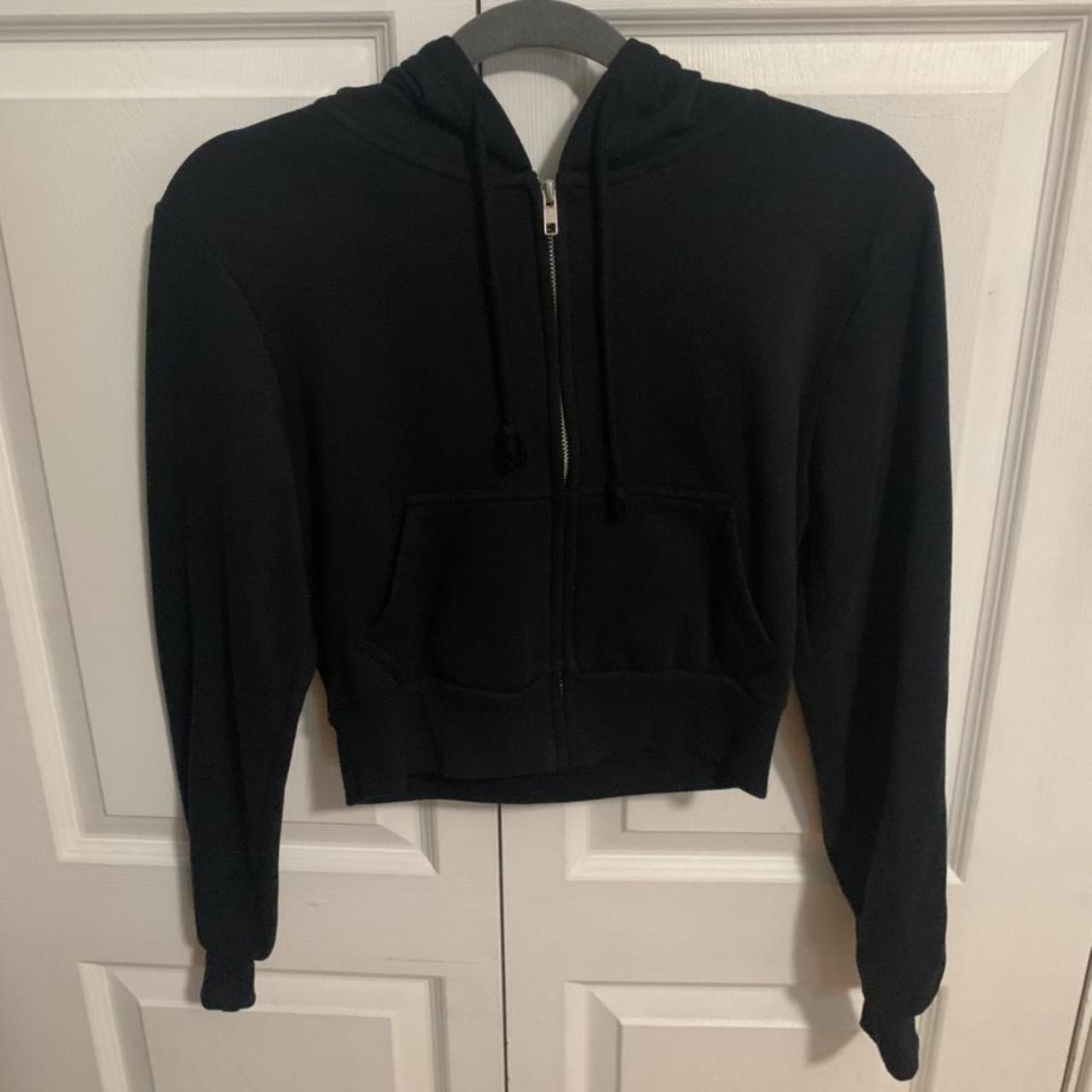 wild fable cropped plain black zip up sweater... - Depop