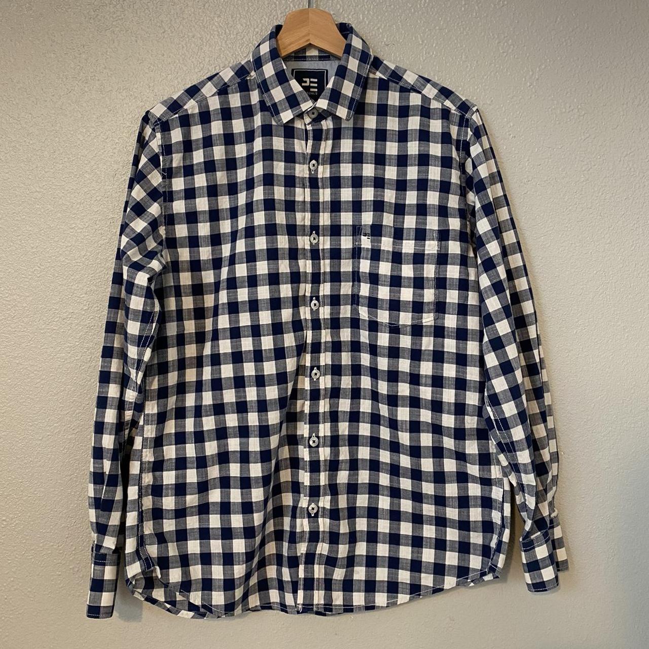 Men's White and Navy Shirt | Depop