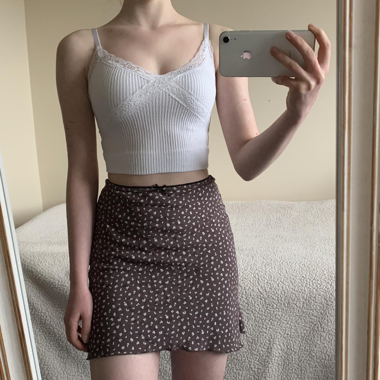 brandy melville brown/cream/black floral sephira... Depop