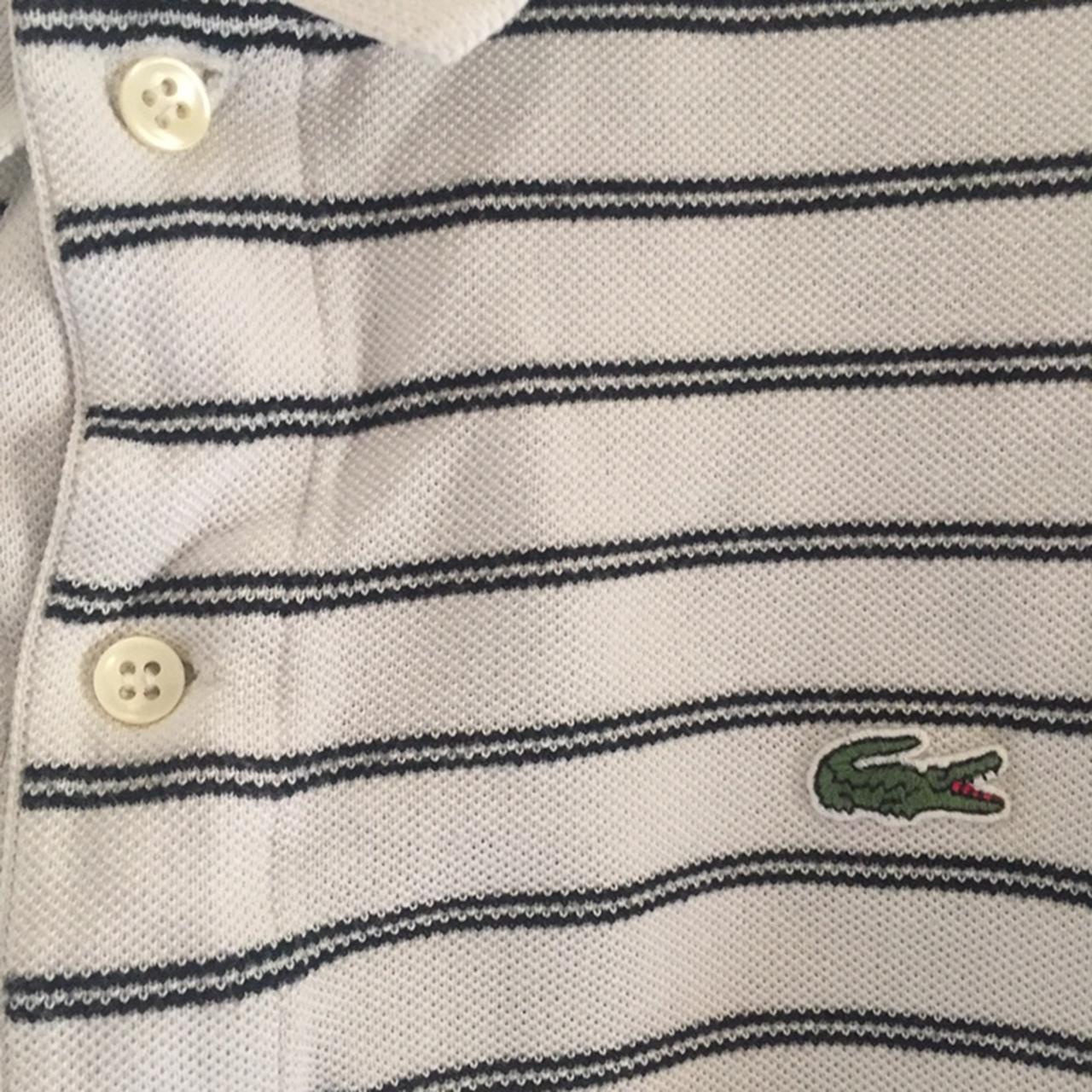 Polo Lacoste a righe bianche e nere Taglia L Depop