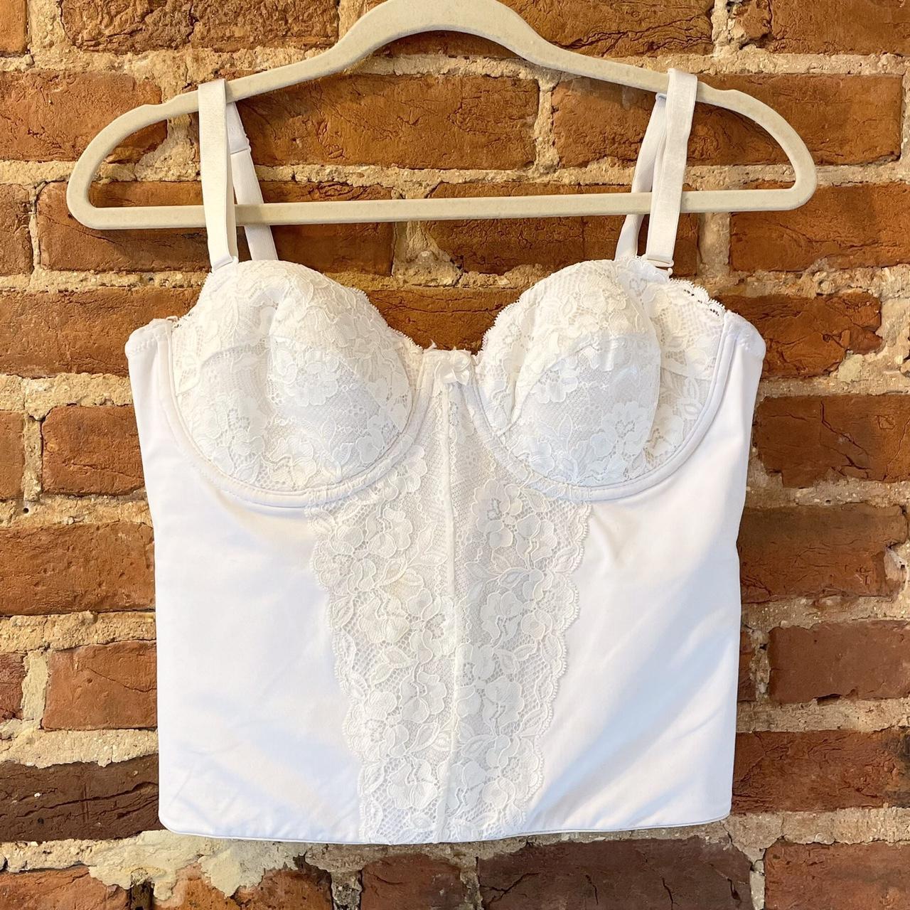 Y2K white lace bustier corset top from Secret... Depop