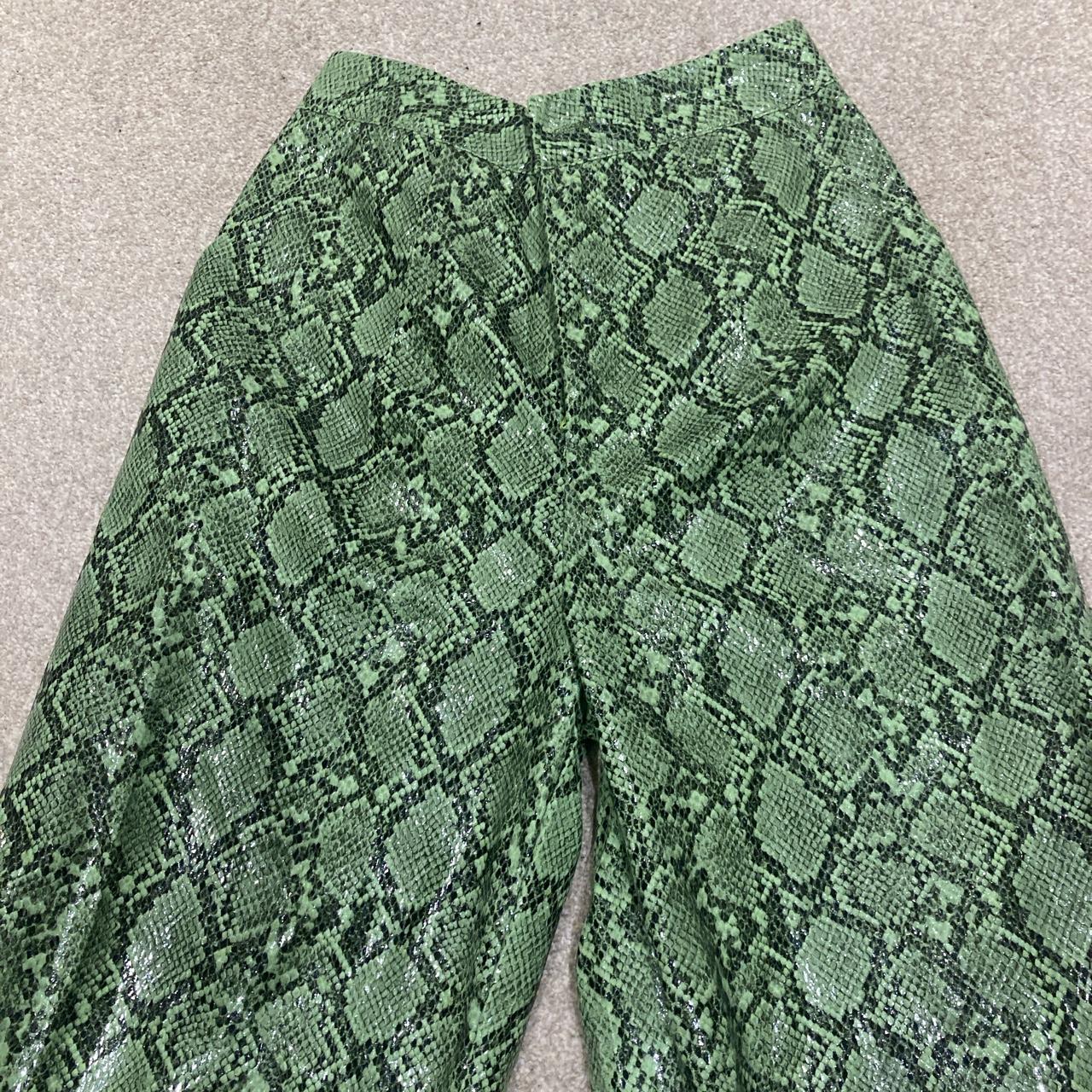 Green snake print leather trousers As seen on Bella... Depop