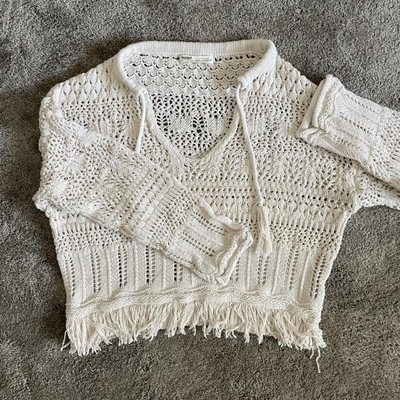 boho crochet sweater with open knit detail, never... - Depop