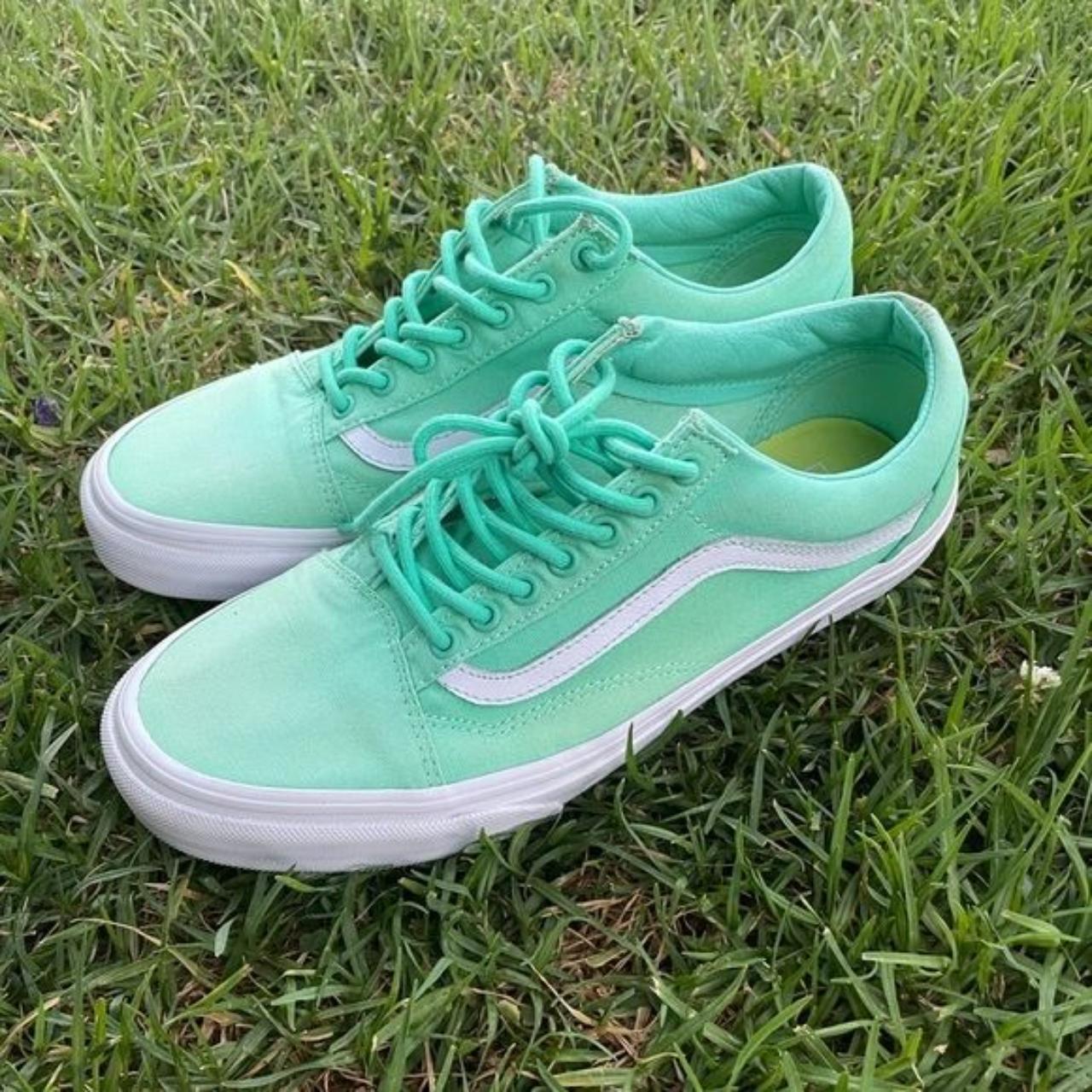 Vans Old Skool Low Top Sneakers Turquoise PREOWNED... - Depop