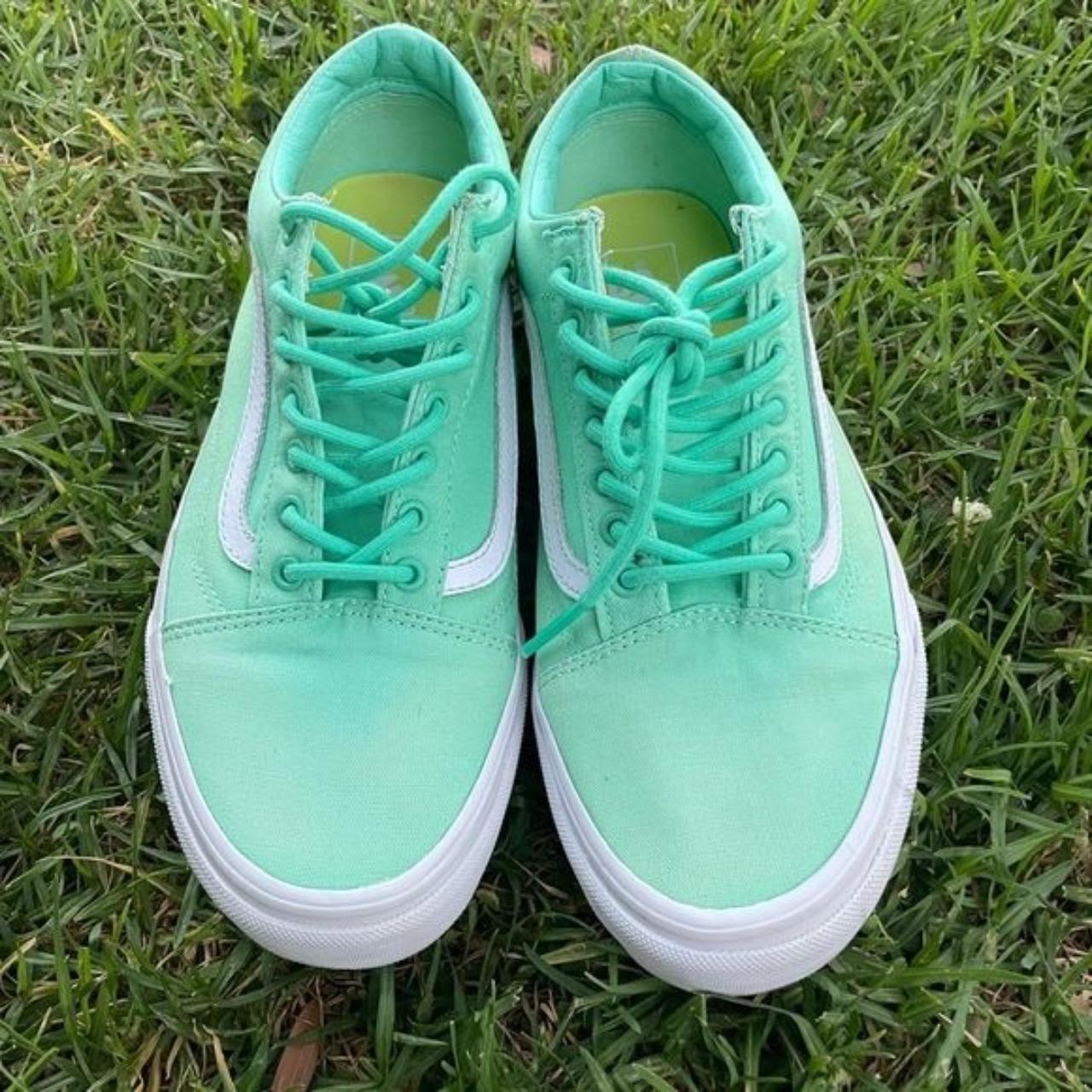 Vans Old Skool Low Top Sneakers Turquoise PREOWNED... - Depop