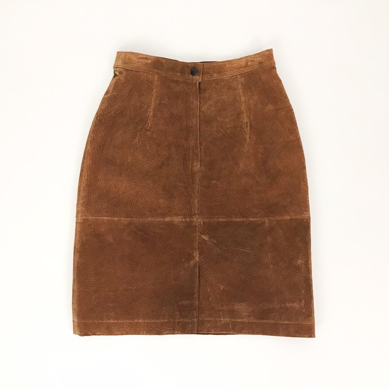 Vintage Deadstock Genuine Suede Skirt Vintage... - Depop