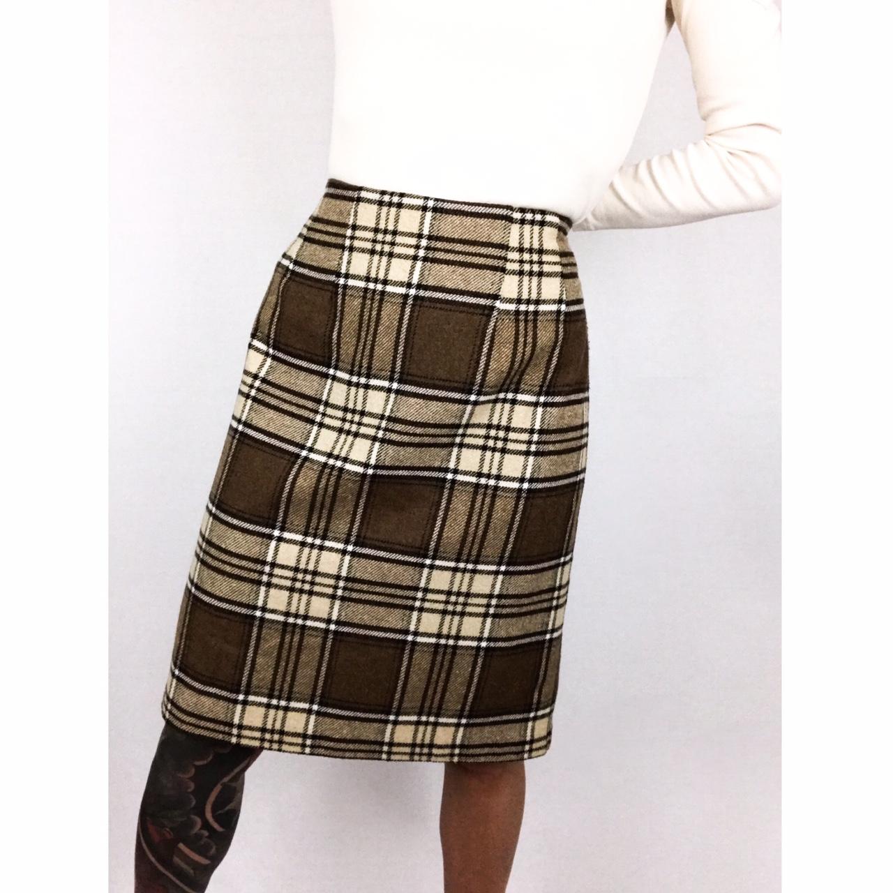 Tan plaid outlet pencil skirt