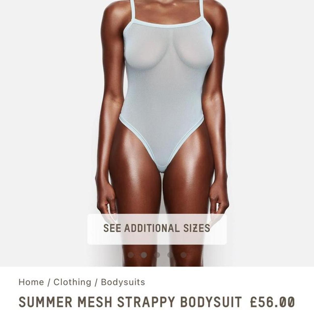 SKIMS Summer Mesh Strappy Thong Bodysuit in - Depop