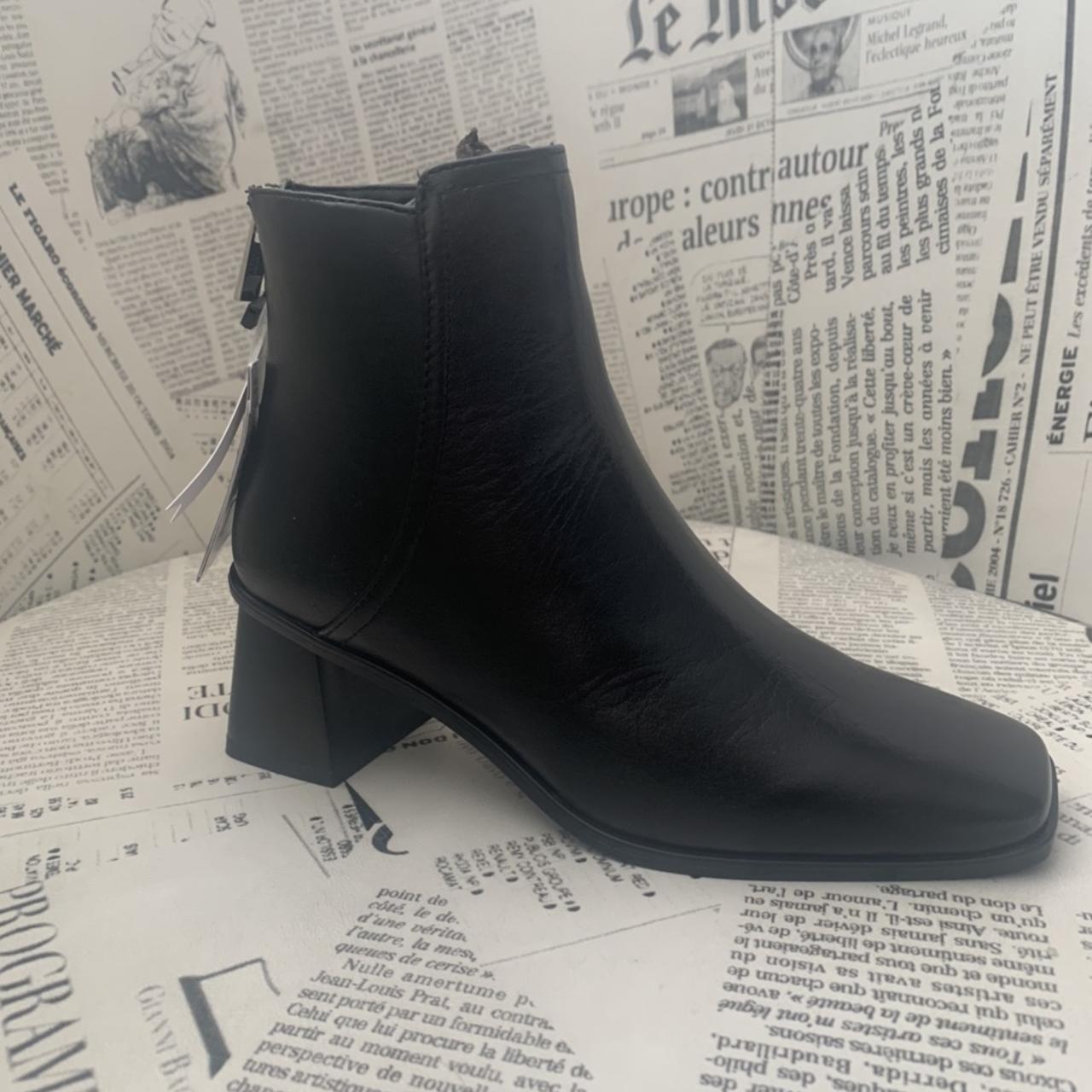 Authentic Leather Square Toe Heeled Boots Rtp Depop