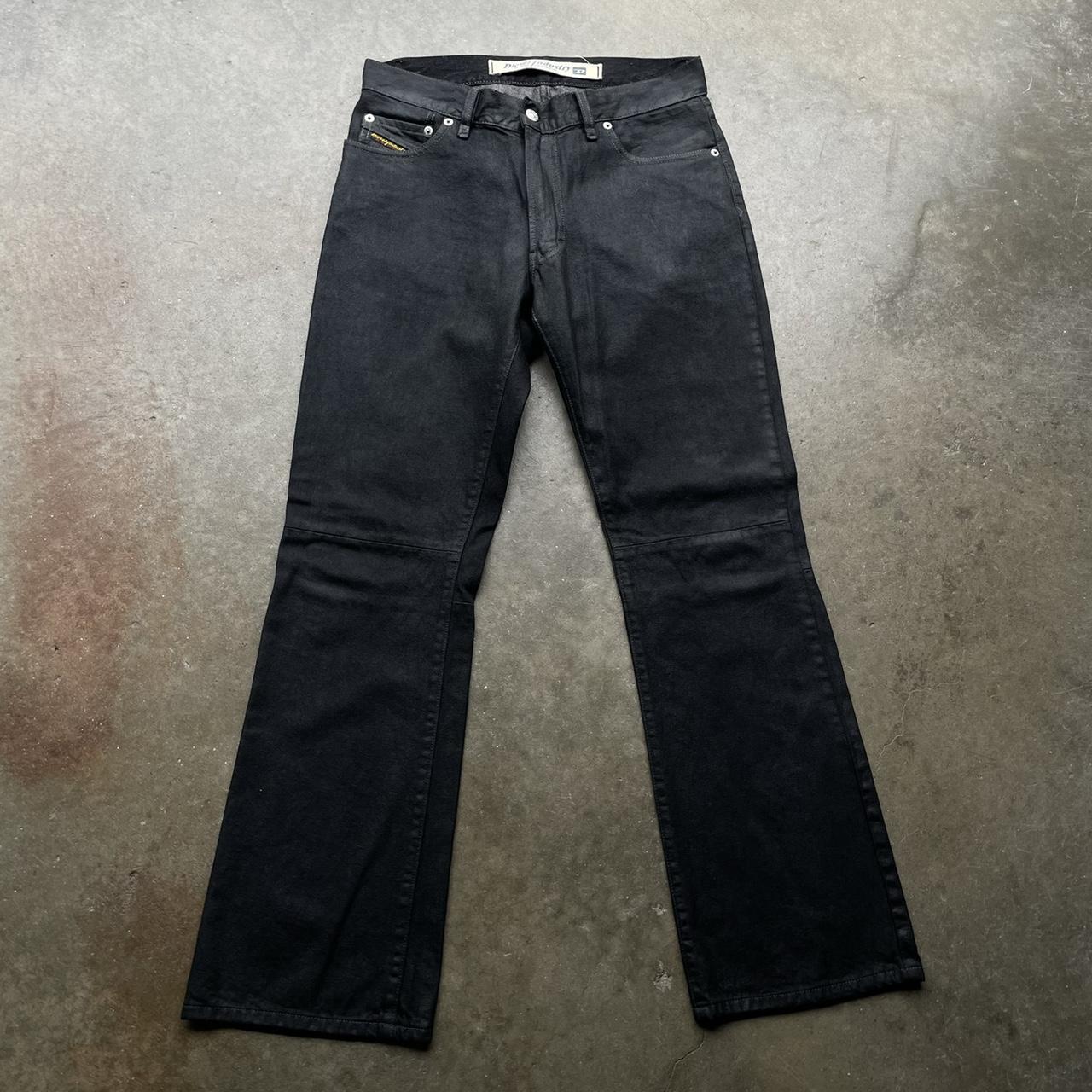 Diesel industry waxed black denim jeans flared Size... Depop