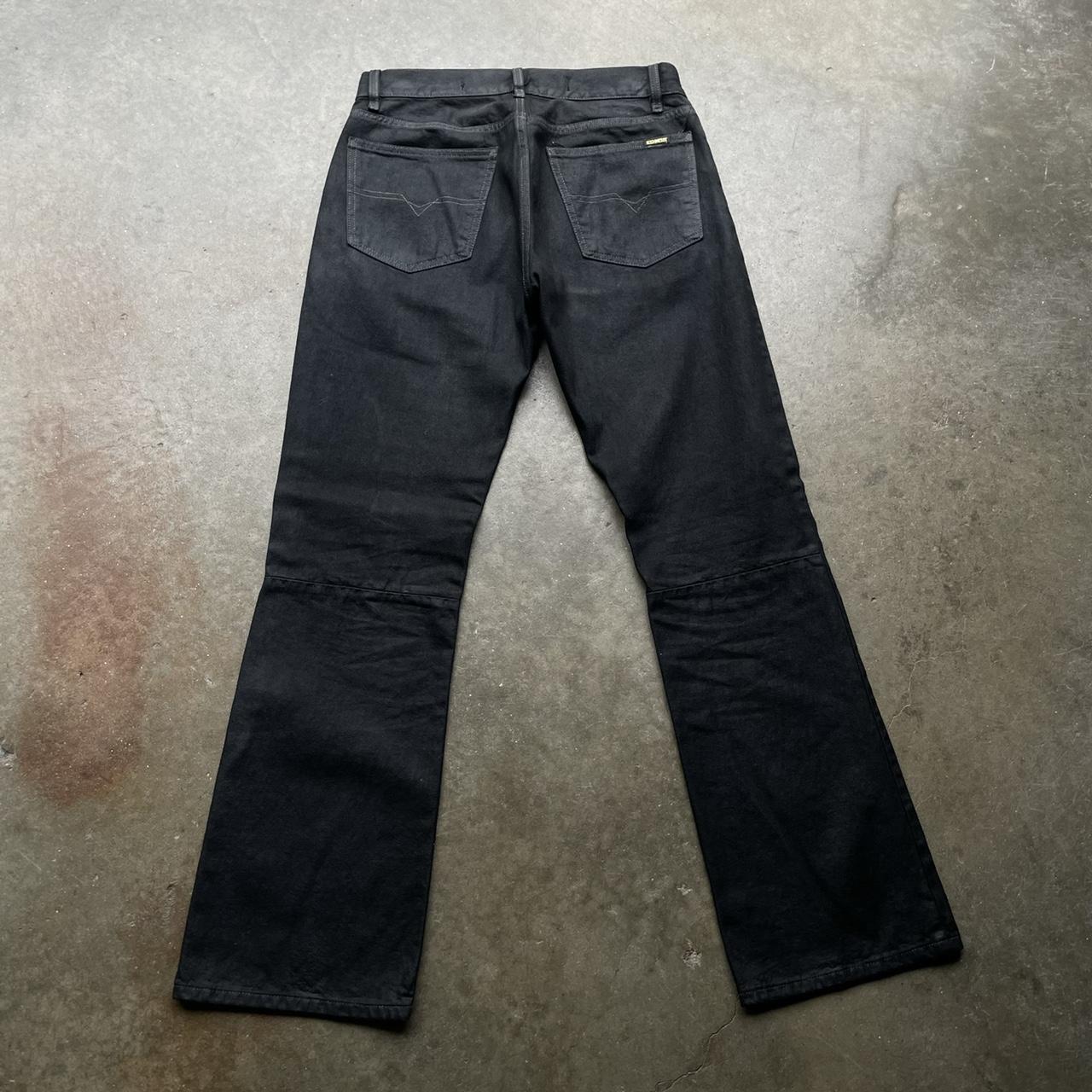 Diesel industry waxed black denim jeans flared Size... - Depop