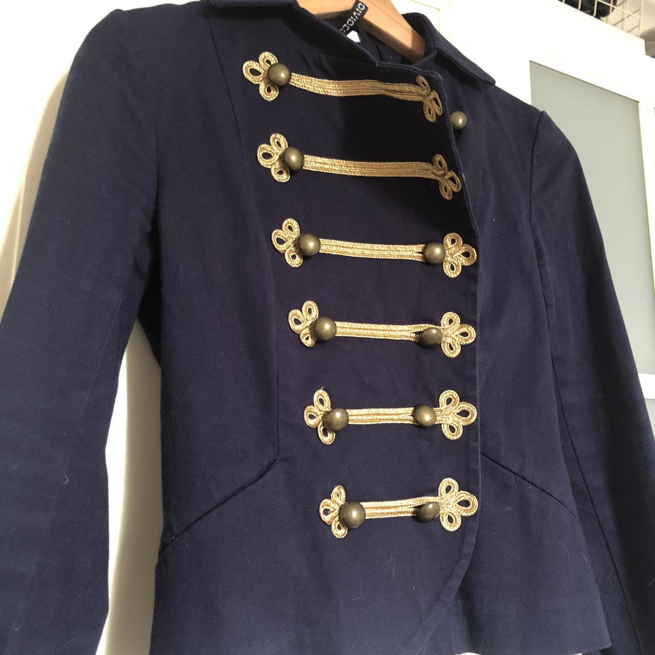 Navy blue military jacket / blazer with gold trim... Depop