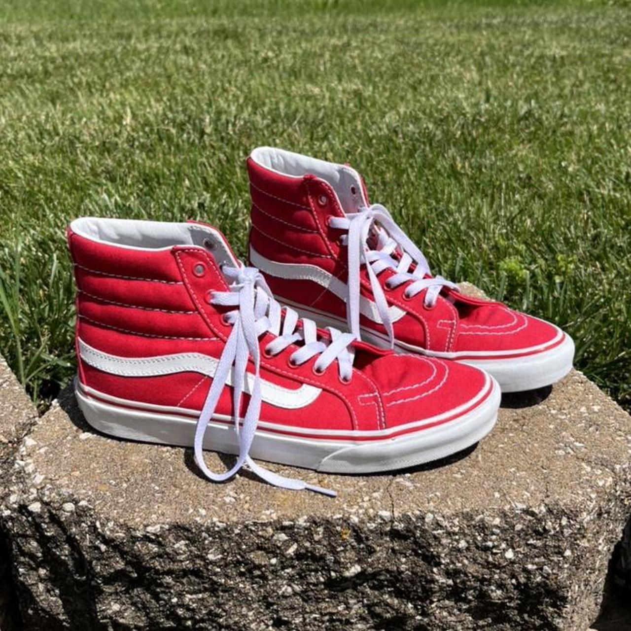 Fire engine red Vans great condition only wore Depop