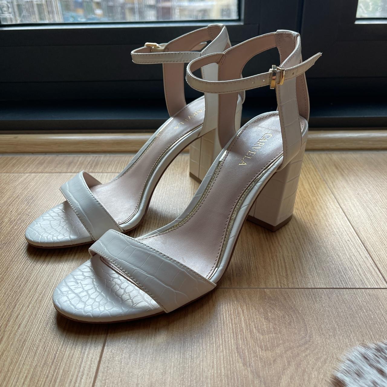 white carvela heels