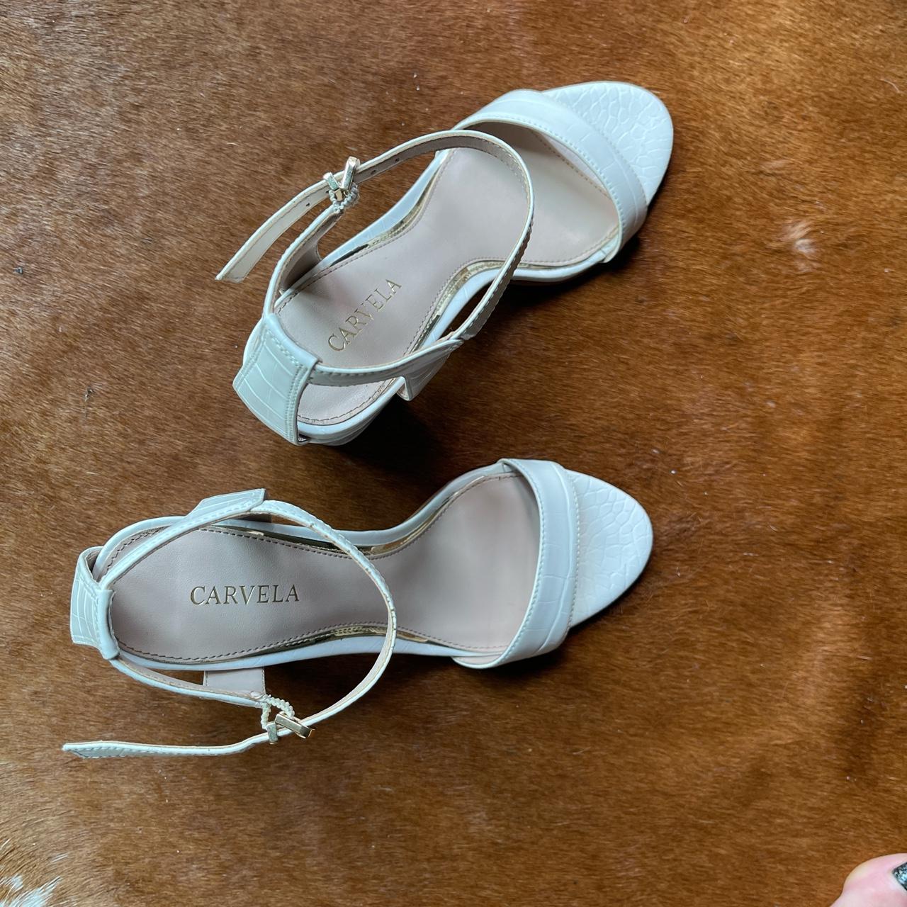 white carvela heels