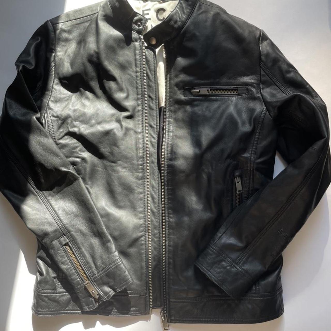 Selected Homme Leather jacket new w/o tags size L... - Depop