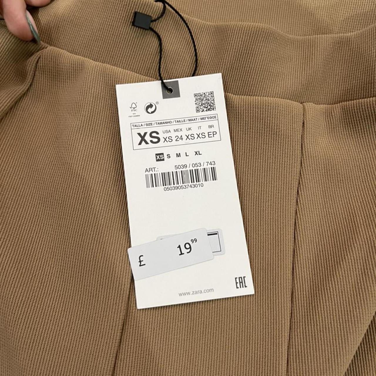 ZARA Ribbed Leggings with Vent Camel XS... Depop