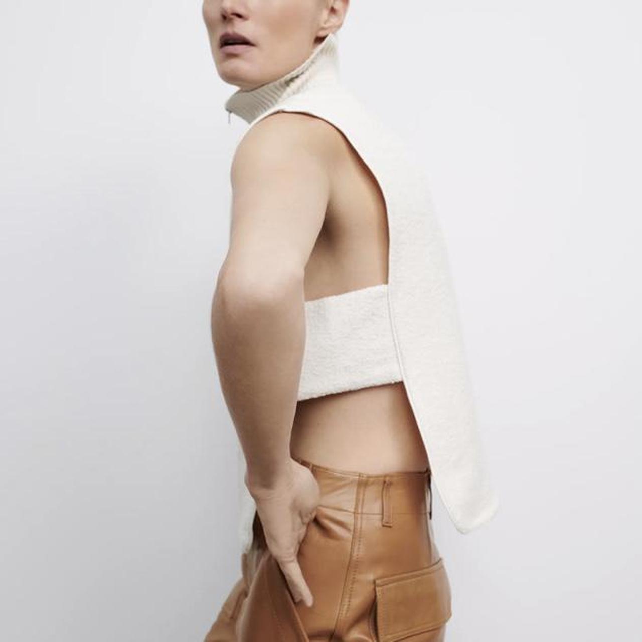 Zara Open Knit waistcoat with Ecru Depop