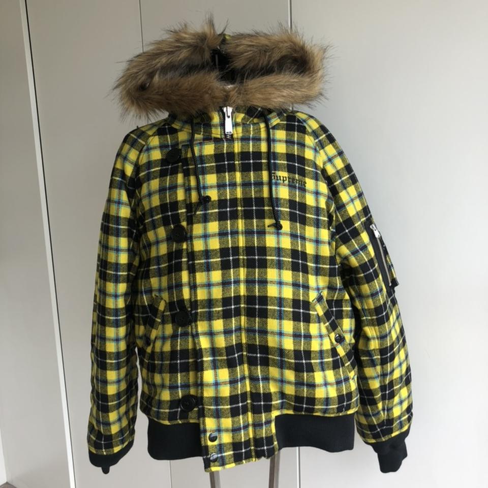 SUPREME WOOL N-2B Jacket 💛 YELLOW PLAID SIZE... - Depop