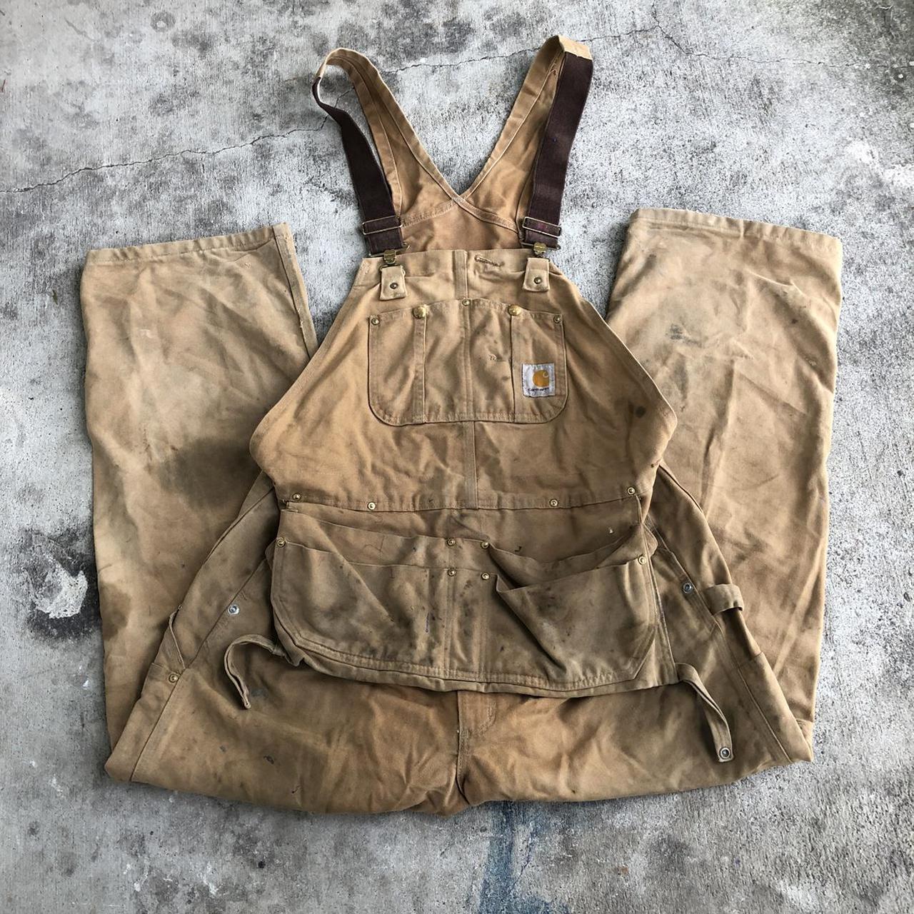 Vintage brown Carhartt overalls size 38 X 30 🌀 crazy... - Depop