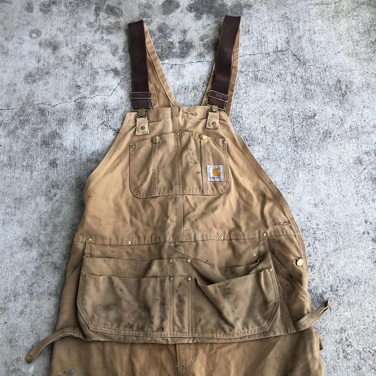 Vintage brown Carhartt overalls size 38 X 30 🌀 crazy... - Depop