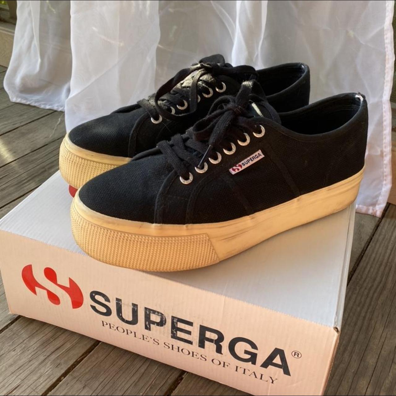 superga platform sneakers black