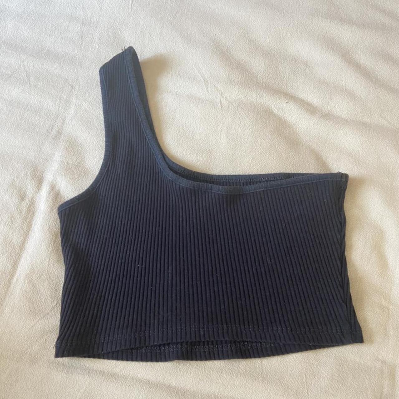 Black Ribbed One Shoulder Tank Top! Only Worn A Few - Depop