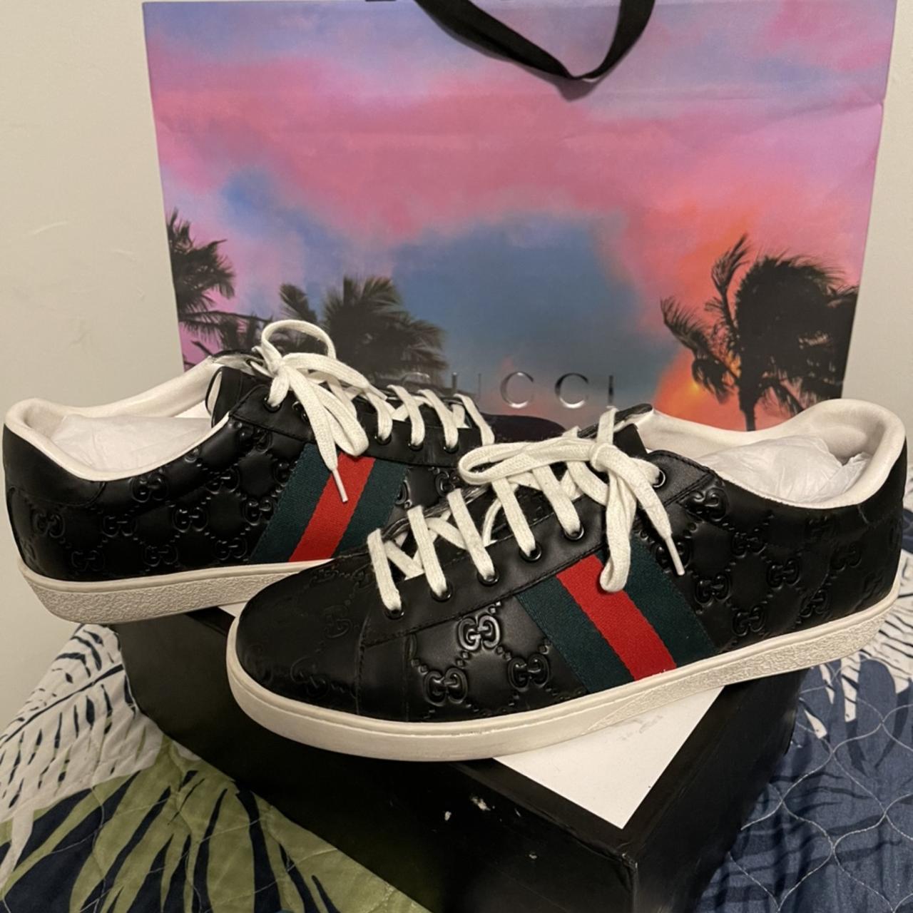 Black Gucci aces Size 10 Slightly Used Depop