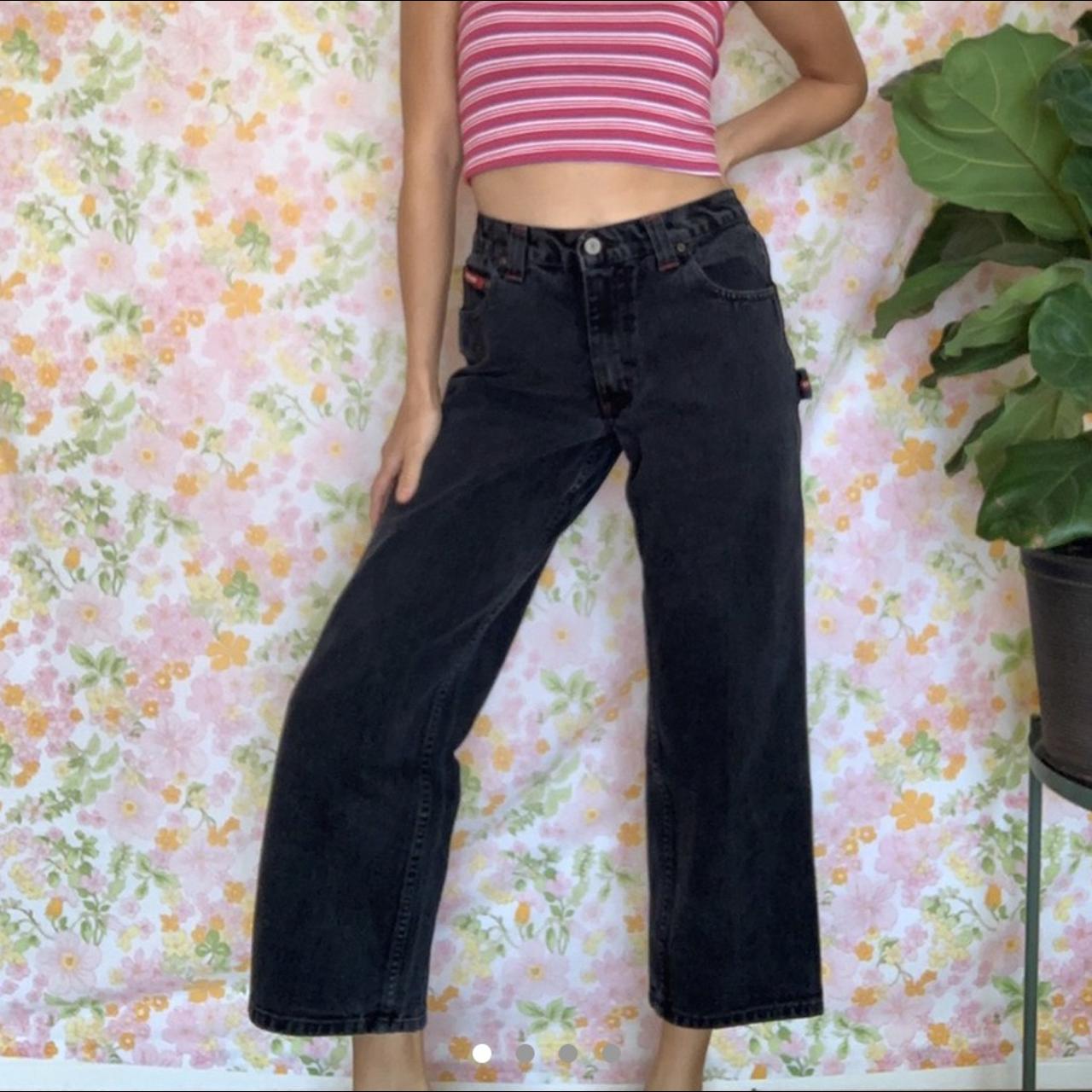 vintage washed black wide leg polo jeans with hammer... - Depop