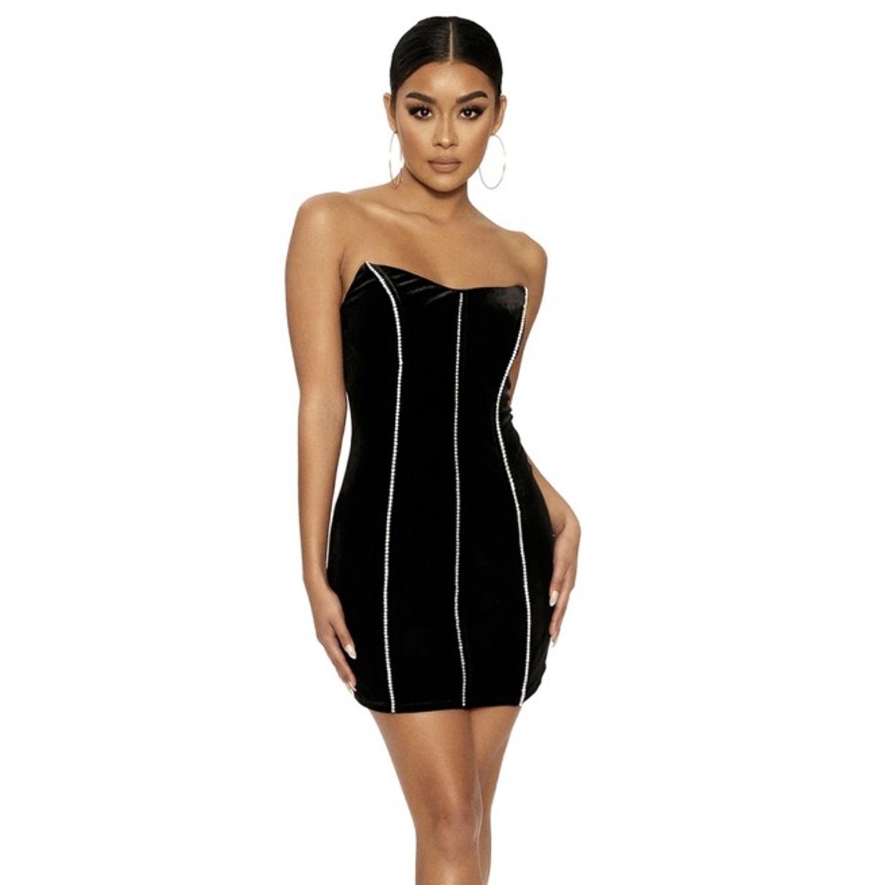 Naked wardrobe bodycon rhinestone dress