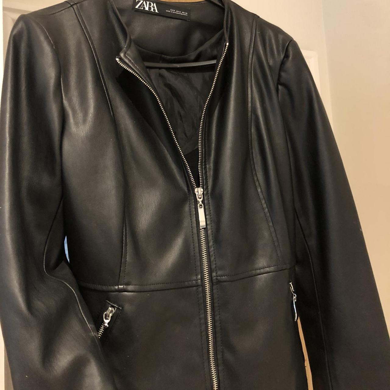 ZARA Faux Leather Jacket Zara Vintage Depop   P0 