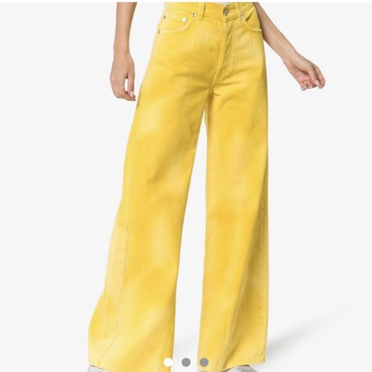 Ganni wide leg yellow special dye jeans. W29”... - Depop