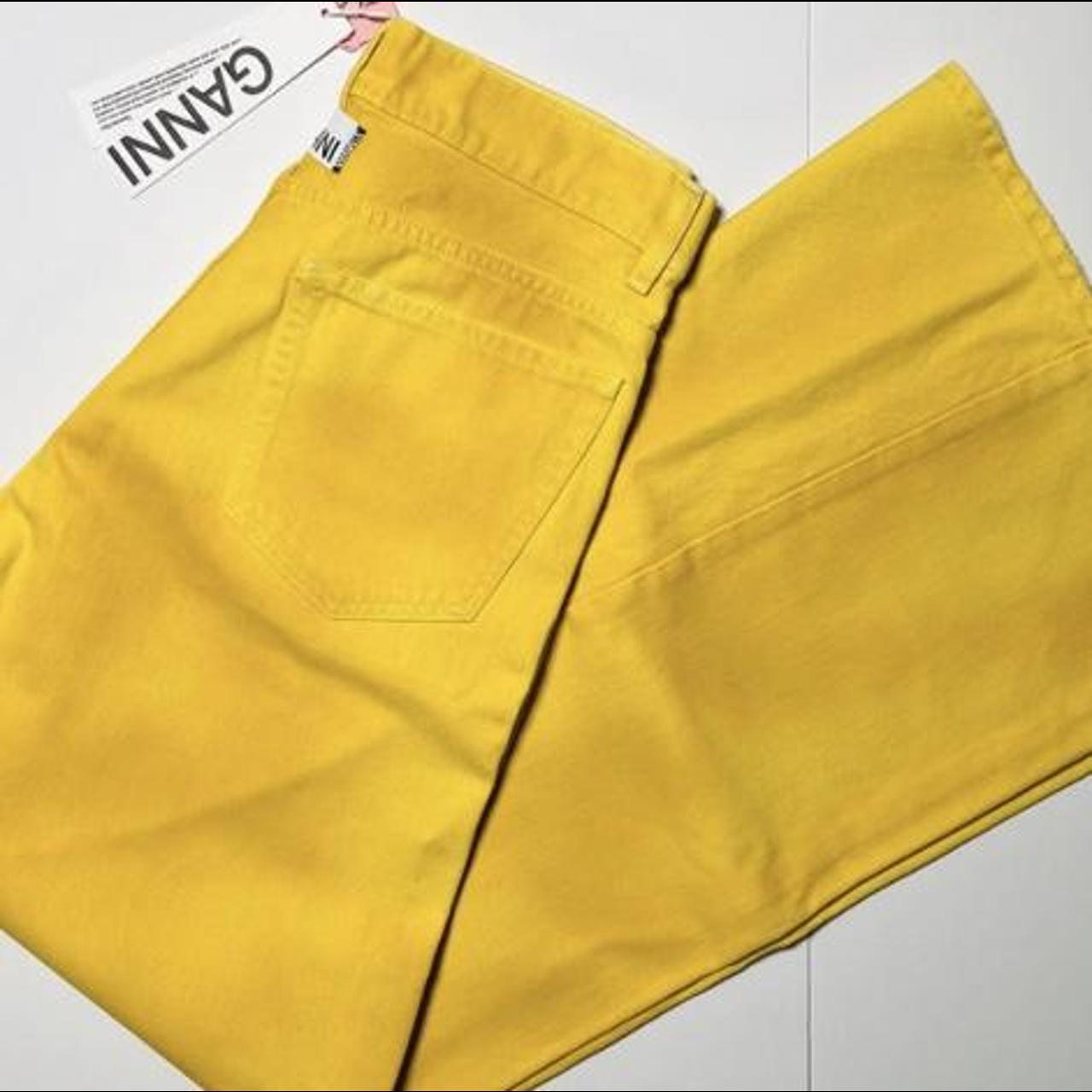 yellow wide leg jeans