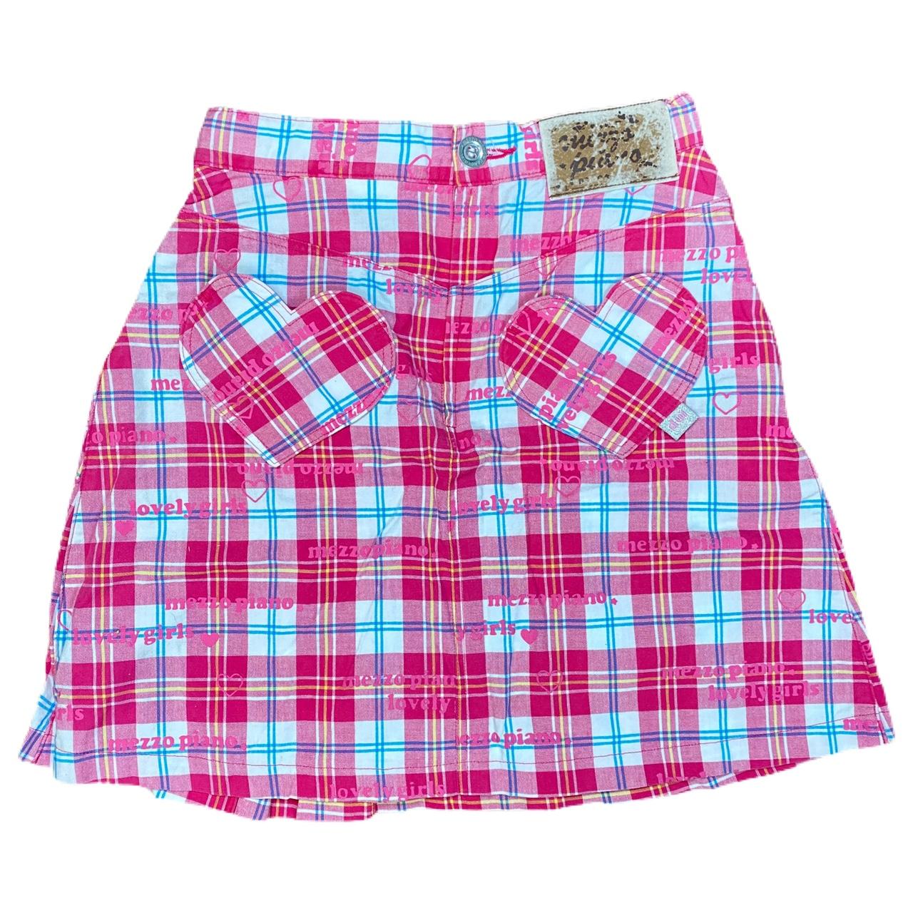 Japanese Youth Brand Mezzo Piano Plaid Pink Heart Depop