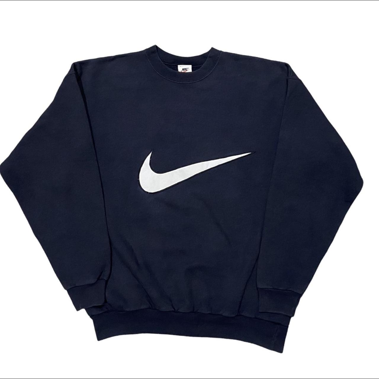 Vintage Nike Sweatshirt Navy with large swoosh... Depop