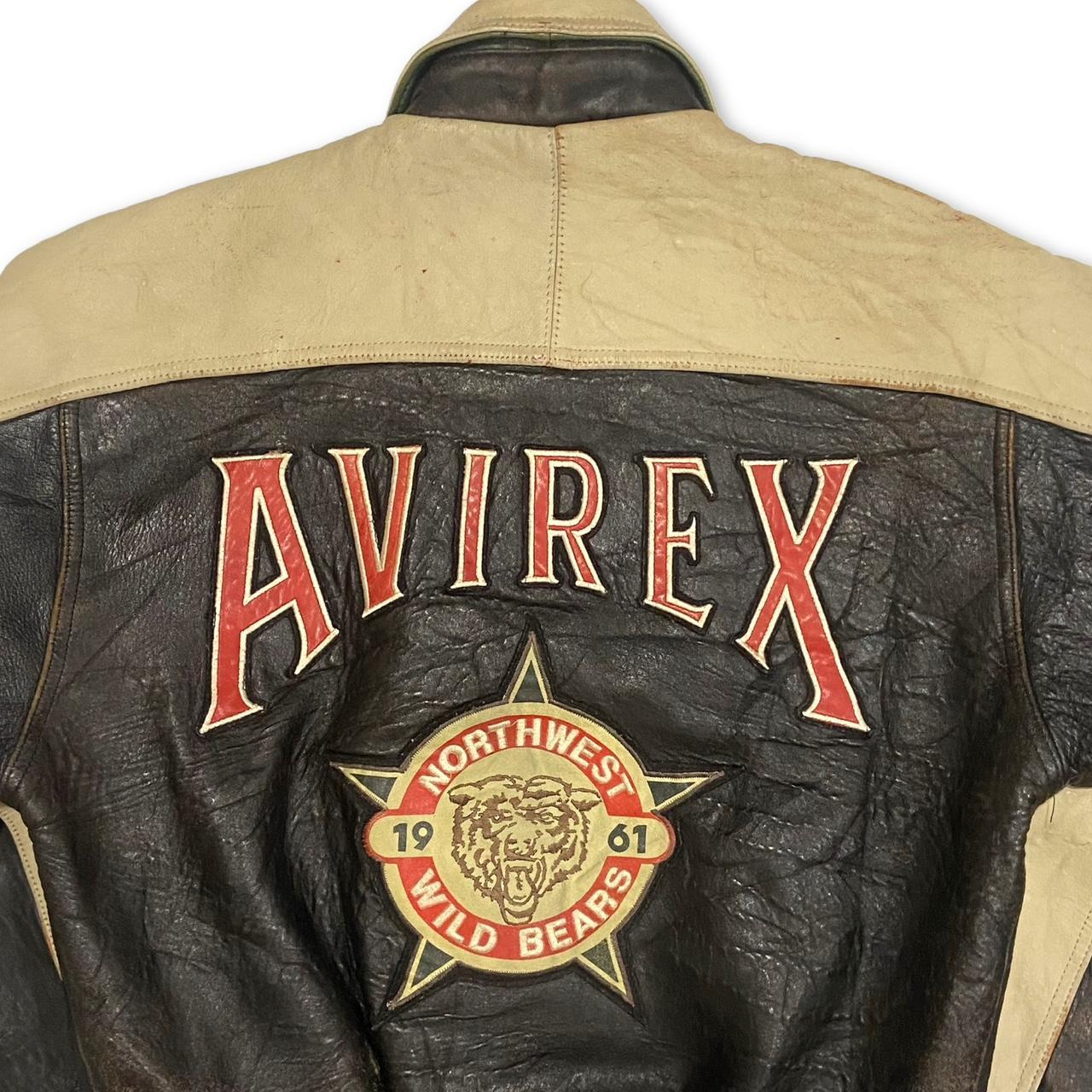 Vintage Avirex Varsity Jacket in black/cream... - Depop