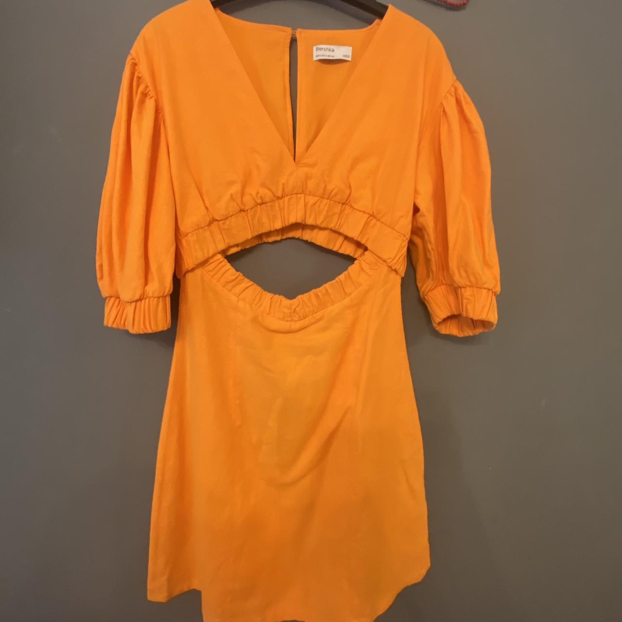 Orange cut out bershka dress Worn once - Depop