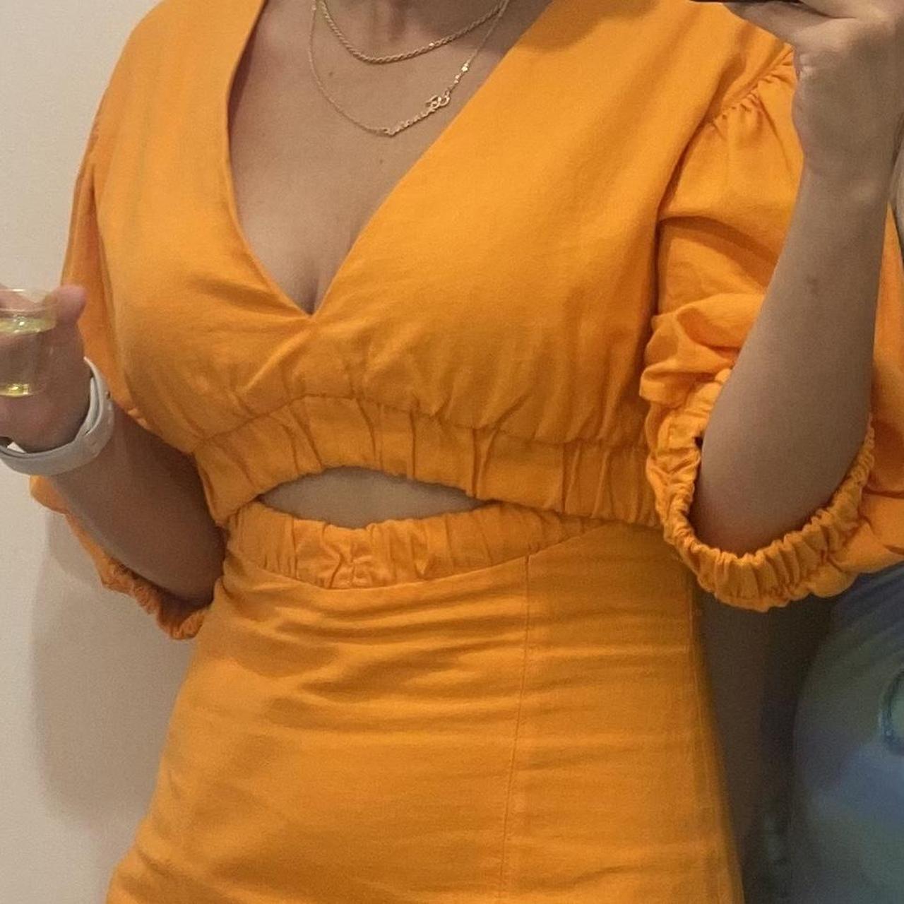 Orange cut out bershka dress Worn once Depop